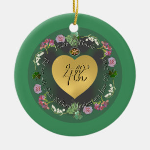 4th Fruit & Floral Wedding Anniversary +Photo Ceramic Ornament
