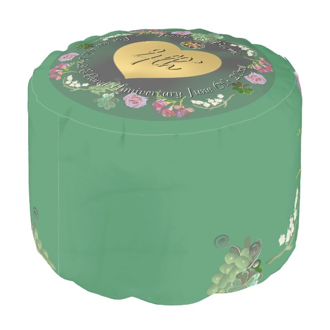 4th Fruit & Floral Wedding Anniversary Pouf (Angled Back)