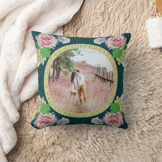 4th Fruit & Floral Wedding Anniversary  Throw Pillow (Blanket)