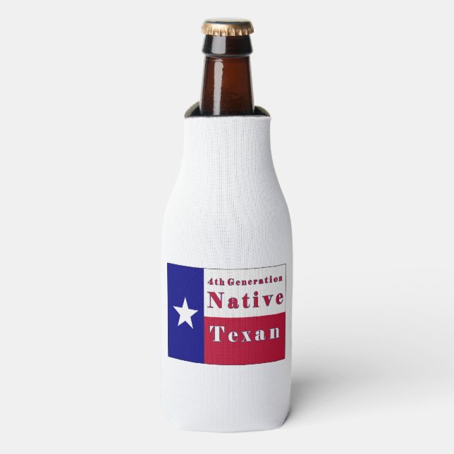 4th Generation Native Texan Flag Bottle Cooler (Bottle Front)