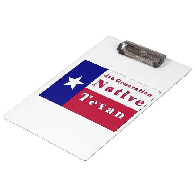 4th Generation Native Texan Flag Clipboard (Angled)