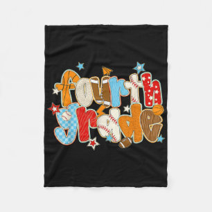 4th Grade Boys Baseball Basketball Football Back T Fleece Blanket