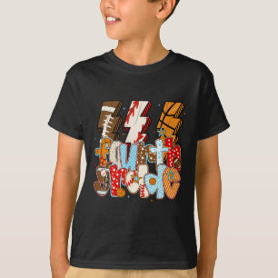 4th Grade Boys Lightning Bolt Footll Sell Sketll T-Shirt