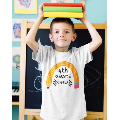 4th Grade Crew With Rainbow Pencil Back To School  T_Shirt