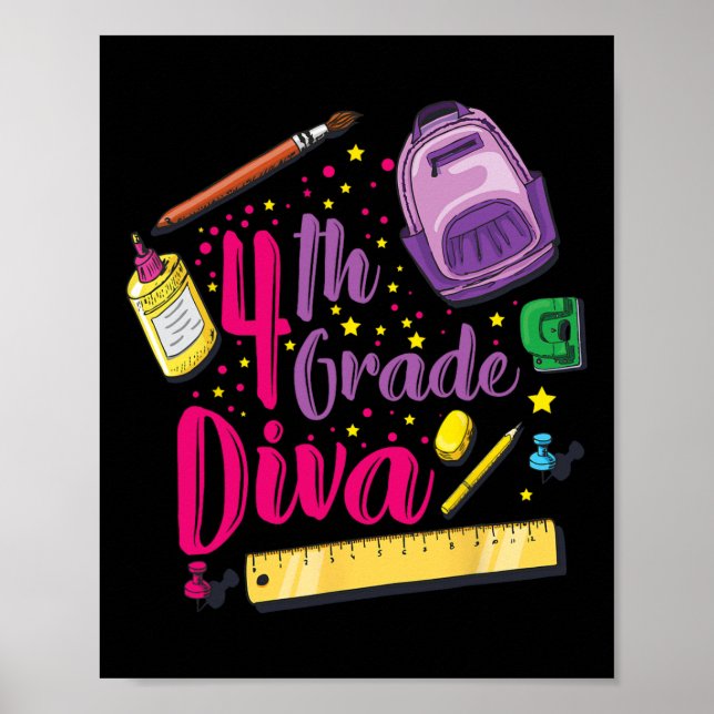 4th Grade Diva First Day Of School Girl Clothes Gi Poster (Front)