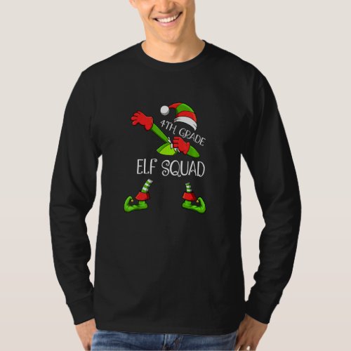 4th Grade Elf Squad Funny Christmas Kids Teacher X T_Shirt