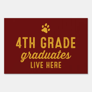 4th grade graduates paw print yard sign