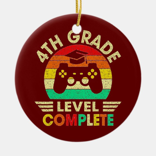4th Grade Graduation Level Complete Video Games  Ceramic Ornament (Front)