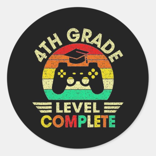 4th Grade Graduation Level Complete Video Games  Classic Round Sticker