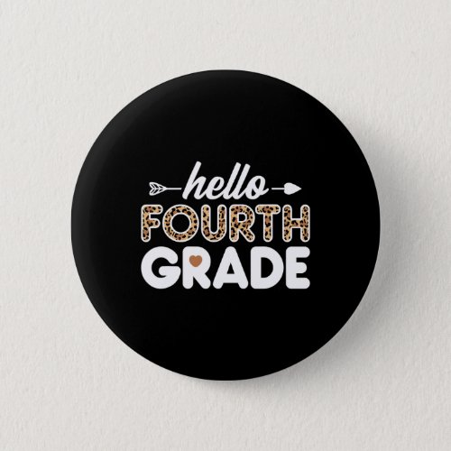 4th Grade Leopard Print Fourth Grade Teacher Boys  Button