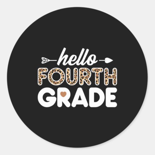 4th Grade Leopard Print Fourth Grade Teacher Boys  Classic Round Sticker