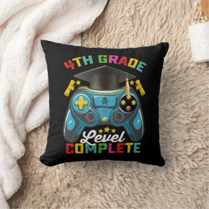 4th Grade Level Complete Graduation Gaming Gamer Throw Pillow