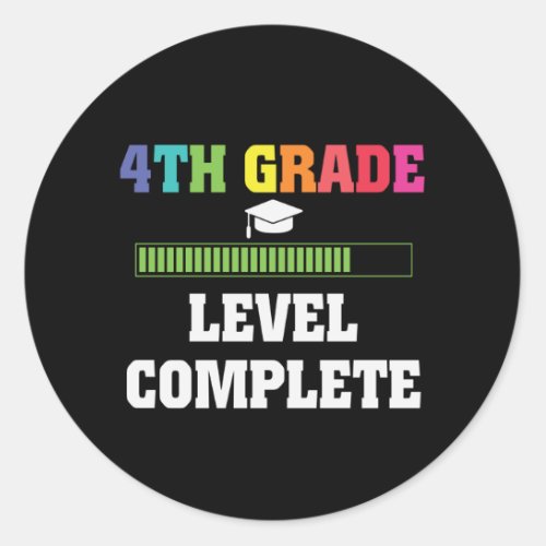 4th Grade Level Complete Kids Back to School Gamer Classic Round Sticker