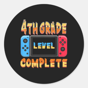 4th Grade Level Complete Last Day Of School Gradua Classic Round Sticker