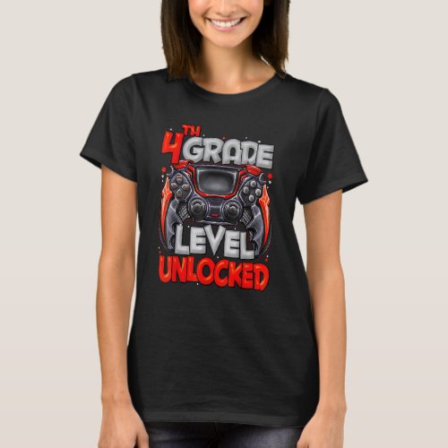 4th Grade Level Unlocked Game On 4th Grade Back To T_Shirt