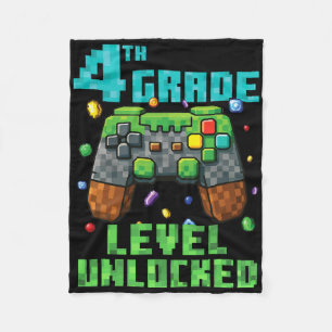 4th Grade Level Unlocked Gamer Controller Back To  Fleece Blanket