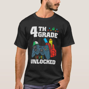 4Th Grade Level Unlocked Gamer First Day Of School T-Shirt