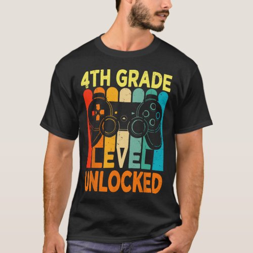 4th Grade Level Unlocked Video Game Back To School T_Shirt