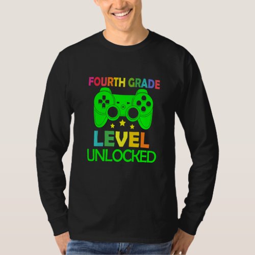 4th Grade Level Unlocked Video Game Back To School T_Shirt
