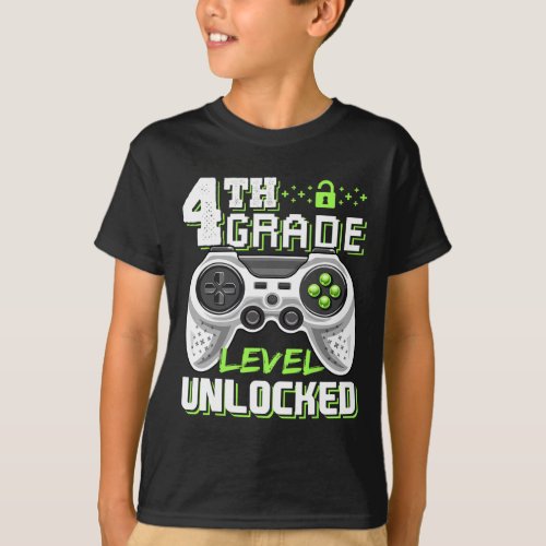 4th Grade Level Unlocked Video Game Back to School T_Shirt