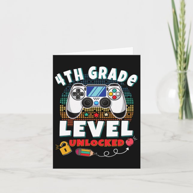 4th Grade Level Unlocked Video Game Byck To School Card (Front)