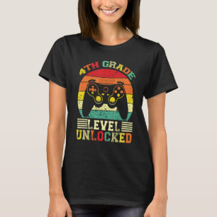 4th Grade Level Unlocked Video Gamer Back to Schoo T-Shirt