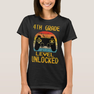 4th Grade Level Unlocked Video Gamer Back To Schoo T-Shirt