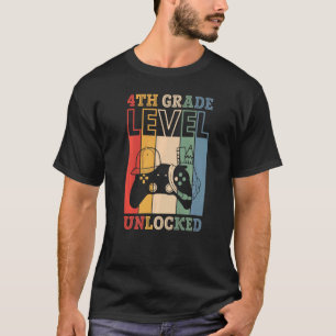 4th Grade Level Unlocked VideoGame Back to School  T-Shirt