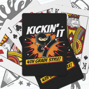 4th Grade Ninja Kick First Day Back To School Poker Cards