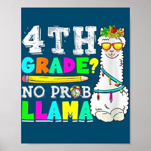 4th Grade No Prob Llama Back To School Teacher Poster