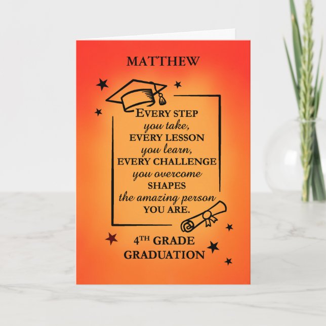 4th Grade Personalize Graduate Inspirational Quote Card (Front)