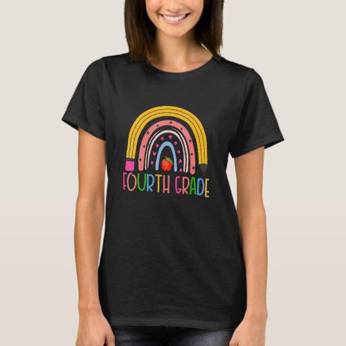 4th Grade Rainbow Girl Boys Teacher Hello Fourth G T_Shirt