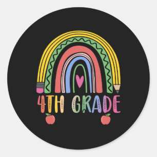 4th Grade Rainbow Teacher Team Fourth Grade Squad Classic Round Sticker