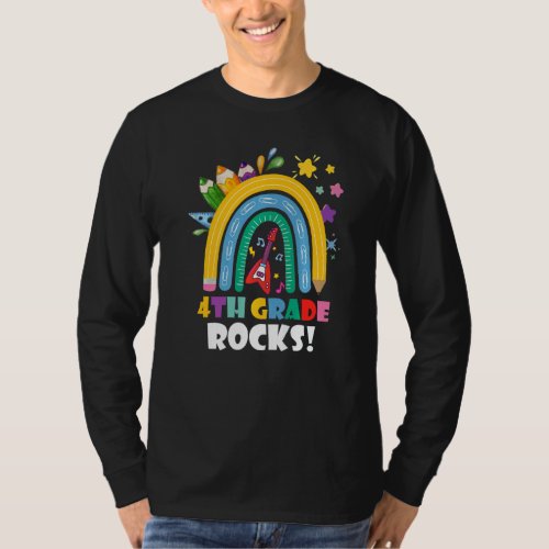 4th Grade Rocks Rainbow Kids Girls Teacher Back To T_Shirt