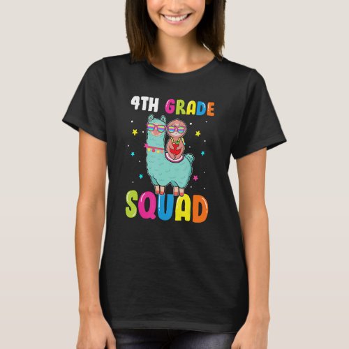 4th Grade Squad Cute Llama Ridding Sloth Back To S T_Shirt