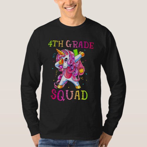 4th Grade Squad Dabbing Unicorn Girls Kids Back To T_Shirt
