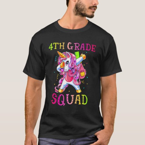 4th Grade Squad Dabbing Unicorn Girls Kids Back To T_Shirt