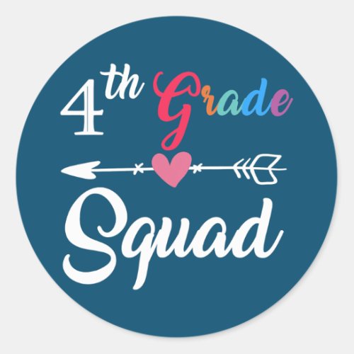 4th Grade Squad Funny Fourth Grade Back to School Classic Round Sticker