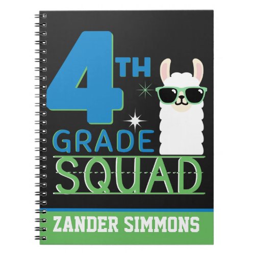 4th Grade Squad Llama Back to School Notebook