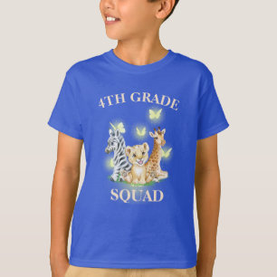 4th Grade Squad Neon wild Zoo Back To School T-Shirt