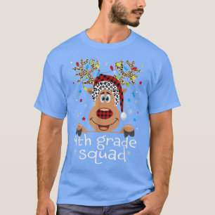 4th Grade Squad Plaid Reindeer Santa Hat Teacher C T-Shirt