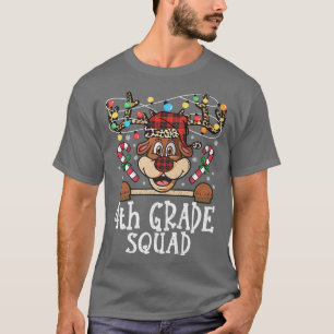 4th grade Squad Reindeer Christmas Teacher squad X T-Shirt