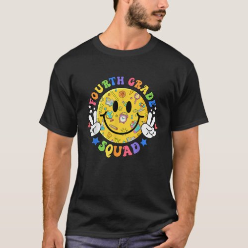 4th Grade Squad Smile Face Student Teacher Back To T_Shirt