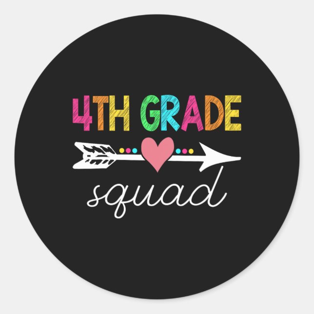 4th Grade Squad Teacher Student Back To School Fir Classic Round Sticker (Front)