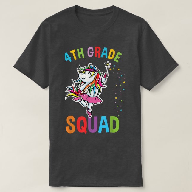 4th Grade Squad Unicorn Back To School  T-Shirt (Design Front)