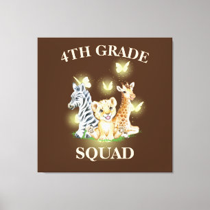 4th Grade Squad wild Zoo Teacher Student Back  Canvas Print