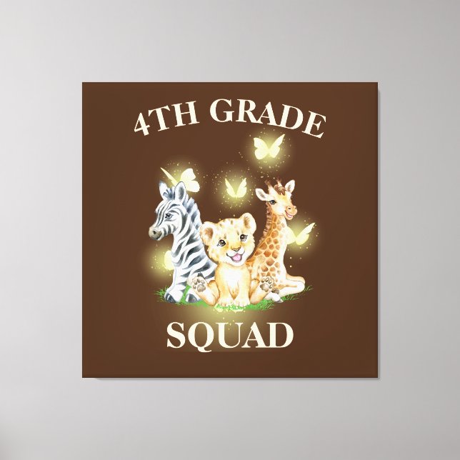 4th Grade Squad wild Zoo Teacher Student Back  Canvas Print (Front)
