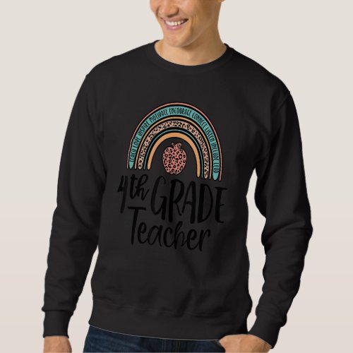 4th Grade Teacher First Day Back To School Leopard Sweatshirt