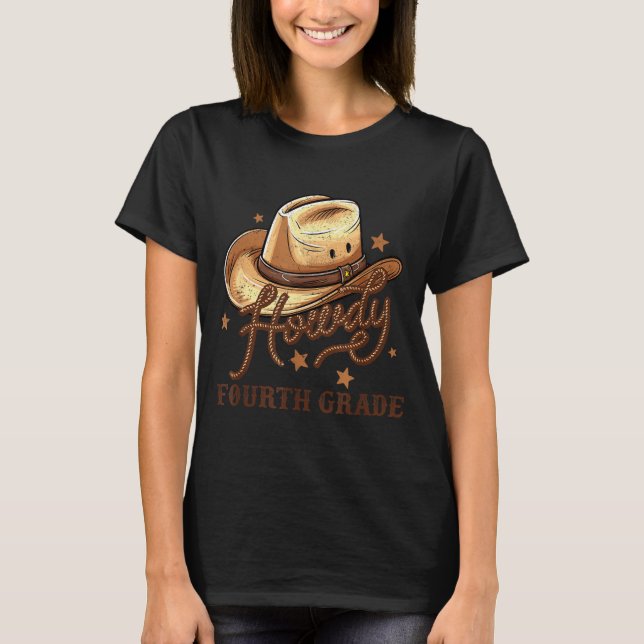 4th Grade Teacher Rodeo Country Western Howdy Four T-Shirt (Front)