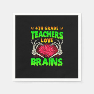 4th Grade Teacher Skeleton Heart Hands Halloween L Napkins